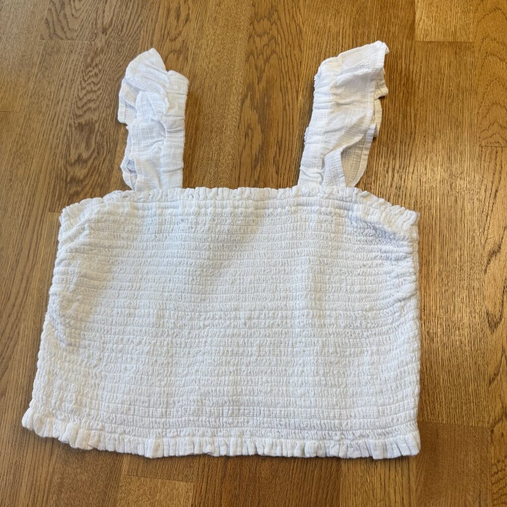 Wonder Nation Girls White Top Shirred Size Large (10-12)